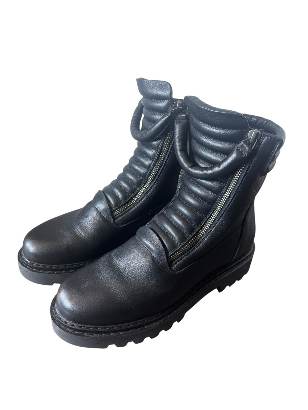 Marcella Karma European Leather Ribbed Ankle Boots Black 38. NWOT - Picture 2 of 10